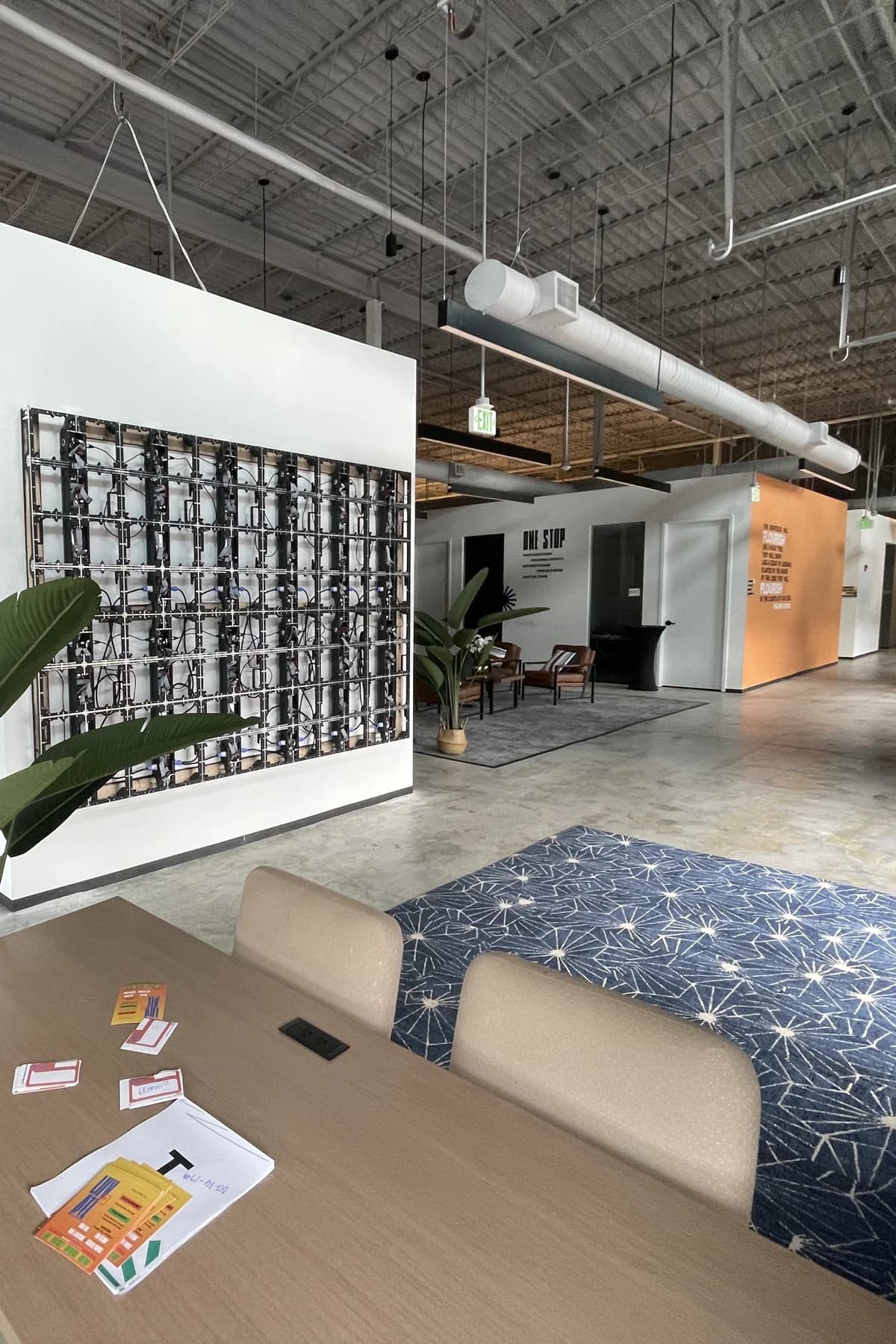 Exposed LED panel structure during the LIIV video wall installation