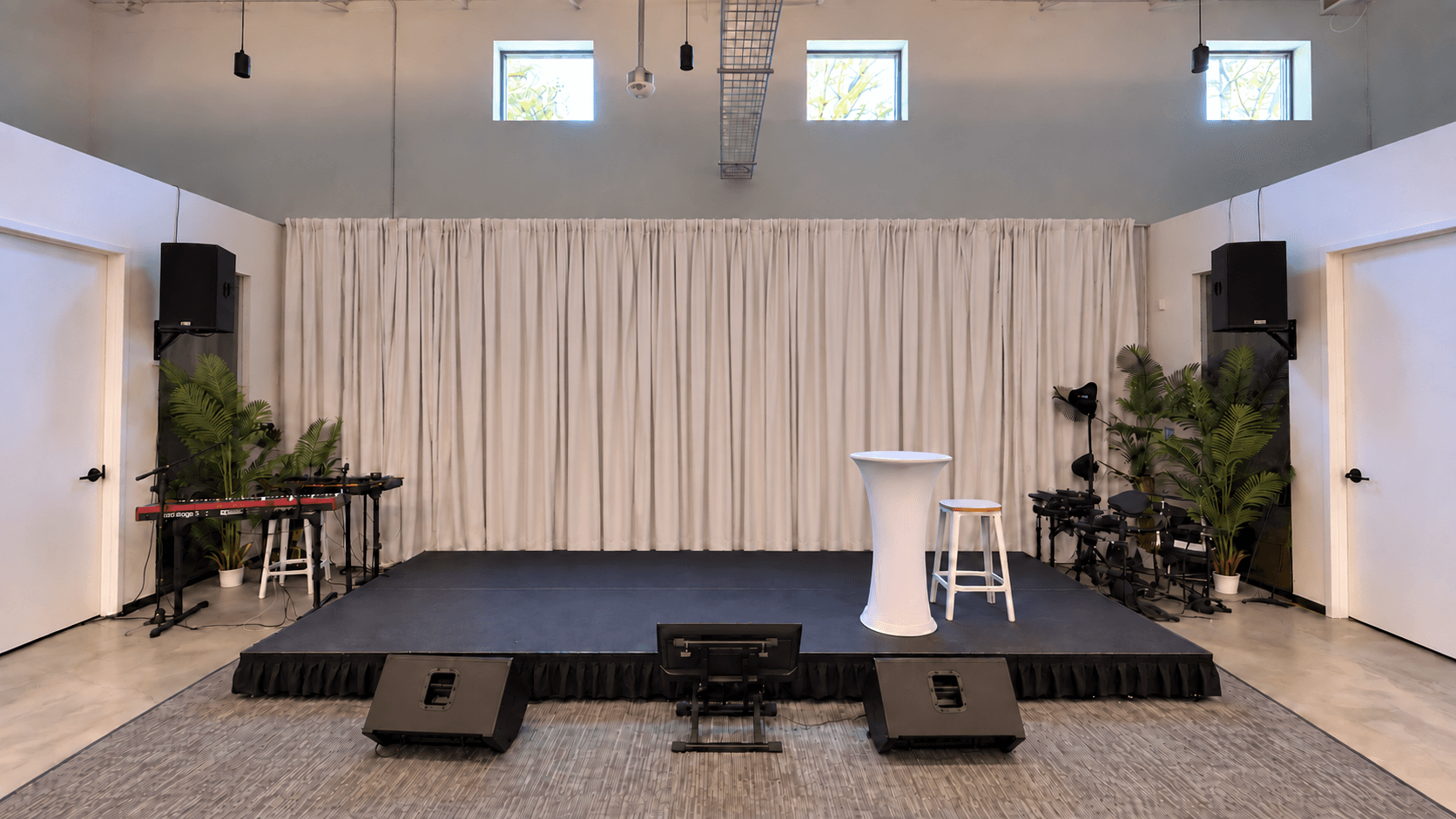 Brookhaven worship stage before its LED display